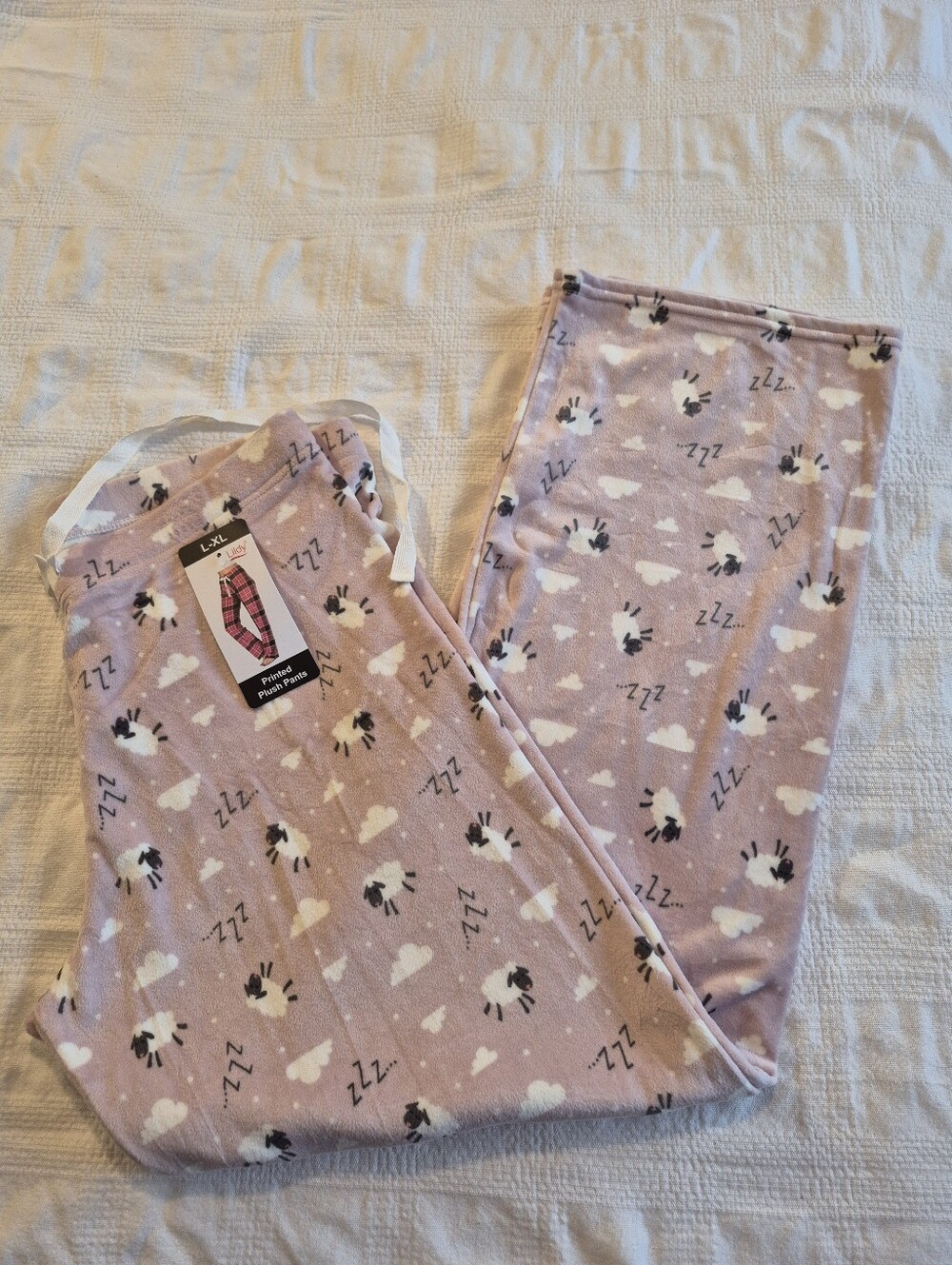 Lildy women's L - XL printed plush lounge pajama pants sheep print NWT